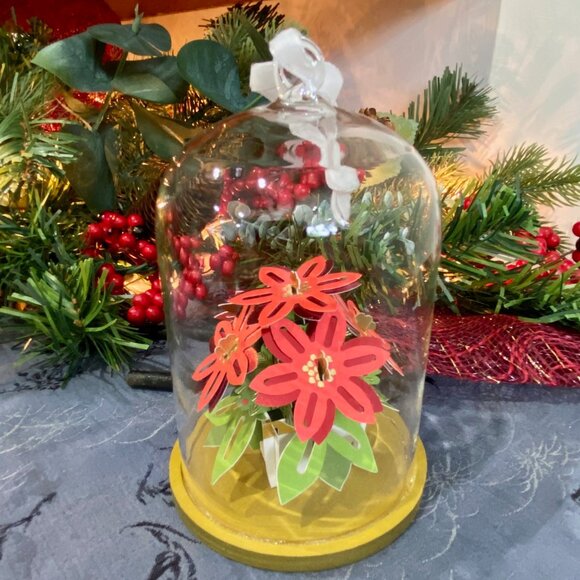 Hallmark Keepsake Ornament "POINSETTIA" Glass Cloche - Picture 6 of 13
